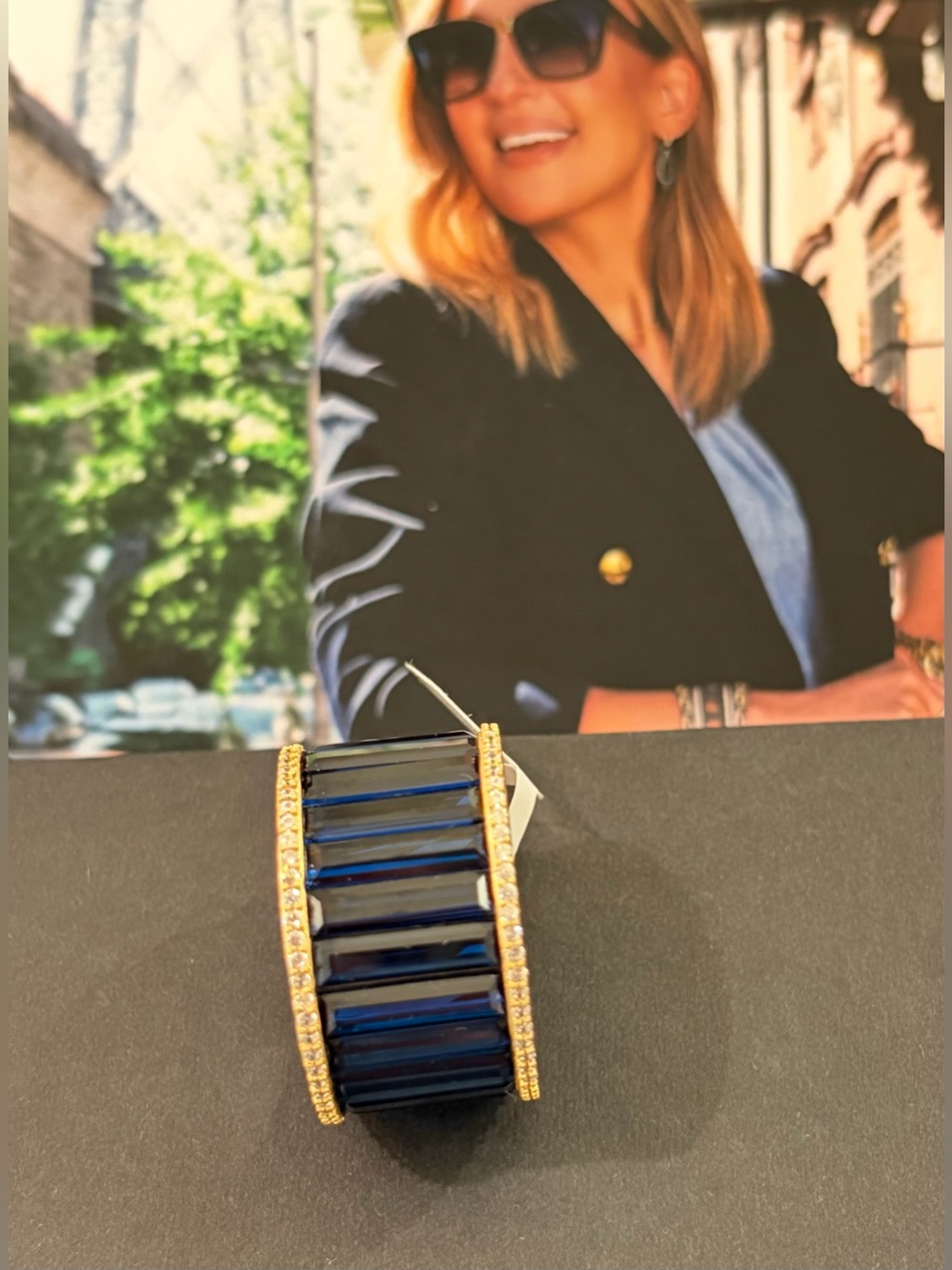 NWT SZ 10 Freida Rothman Midnight Glow Baguette Cigar Band Ring MSRP $650!